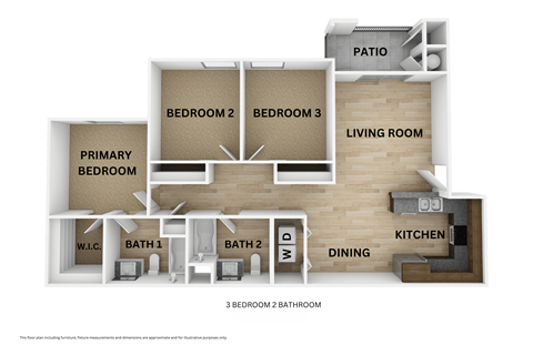 Avalon Family three bedroom two bathroom floorplan